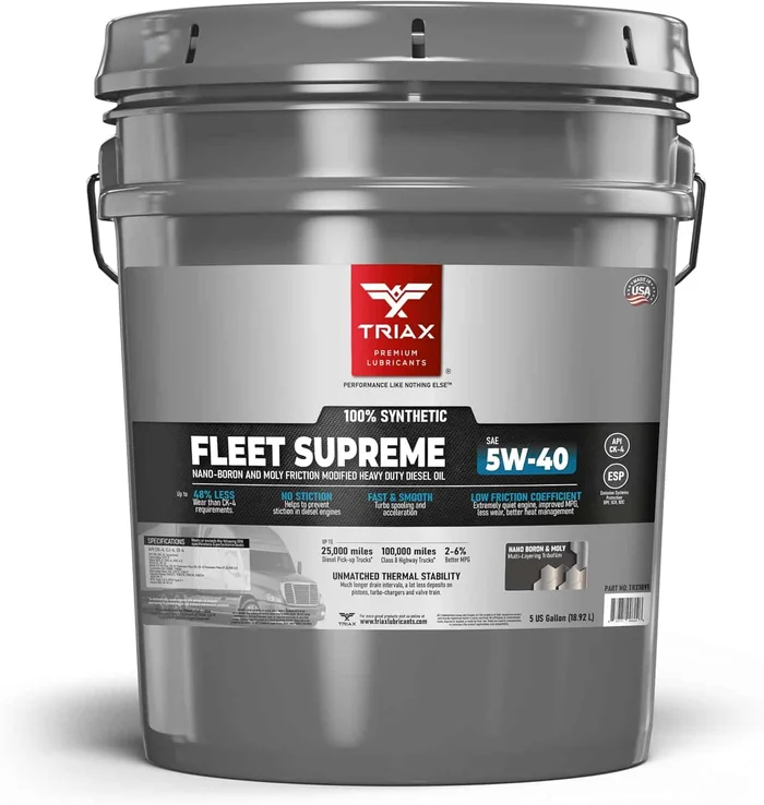 Triax Fleet Supreme 5W-40 ESP API CK-4 Full Synthetic Diesel Engine Oil (5 Gallon Pail)