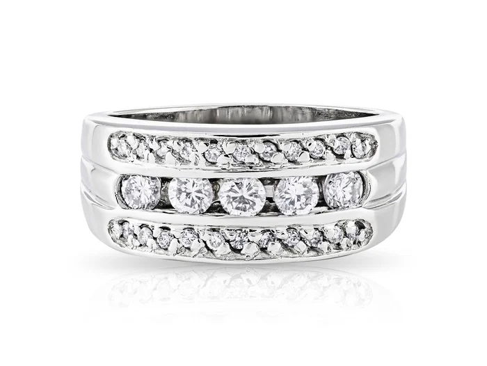 Triple Row Half Eternity Ring
