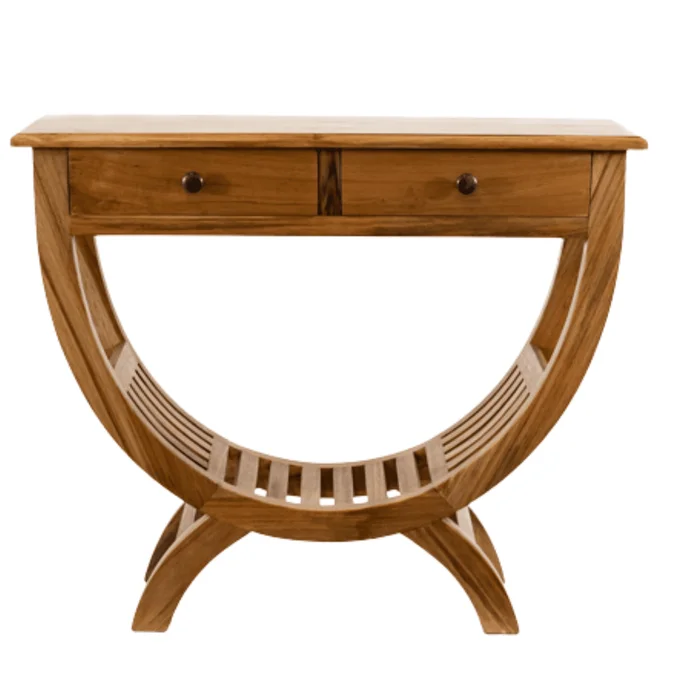 Two Drawer Teak Wall Table