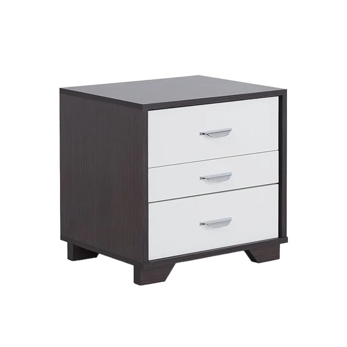 Two-tone Finish Nightstand with 3 Drawers, White and Black GL-B016P253974