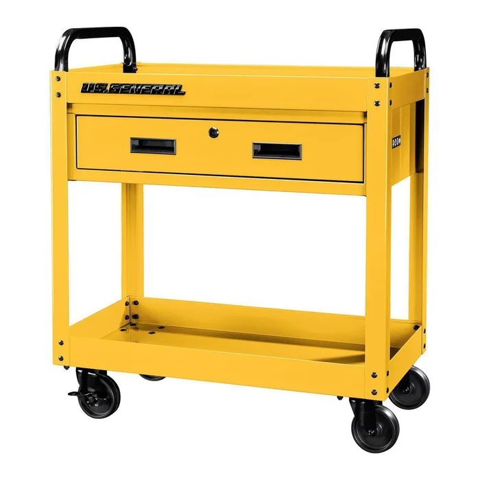 U.S. GENERAL 30 in., 1-Drawer Service Cart, Yellow