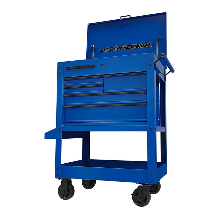 U.S. GENERAL 30 in., 5-Drawer Mechanics Cart, Blue