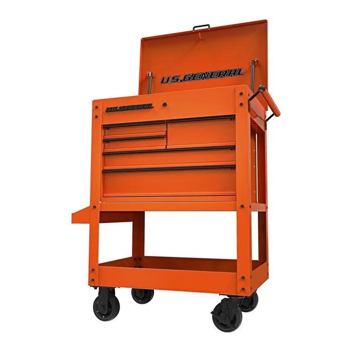 U.S. GENERAL 30 in., 5-Drawer Mechanics Cart, Orange