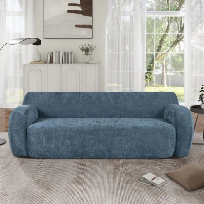 U_Style 81.5″ Minimalist Compression Sofa, Curved Design, 3-Seater Casual Sofa for Living Rooms, GL-N711P192002C