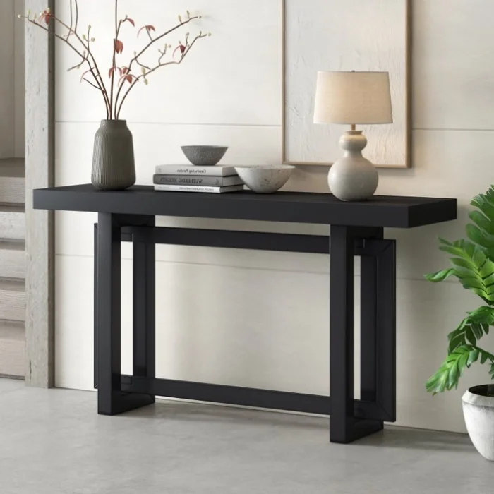 U_STYLE Contemporary Console Table with Wood Top, Extra Long Entryway Table for Entryway, Hallway, GL-N711P230809B