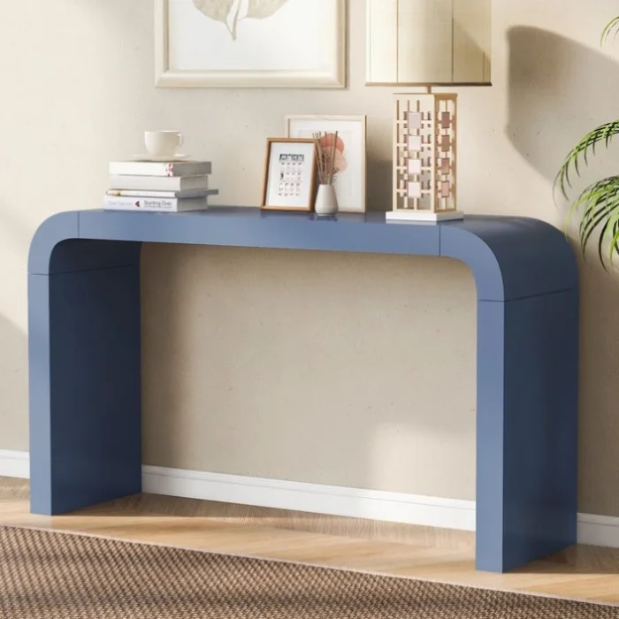 U_STYLE Minimalist Acacia Vneer Entryway Table with Two Legs,Stylish and Elegant Design,Suitable for GL-N711P213374V