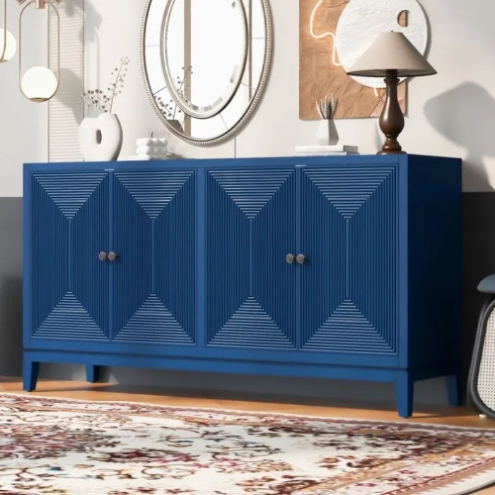 U_STYLE Sleek Storage Cabinet Sideboard Buffet with Vertical Line Design,Suitable for Study,Entrance GL-N711P205933V