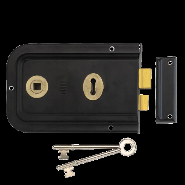 UNION 1445 3 Lever Double Handed Rimlock 152mm – Black