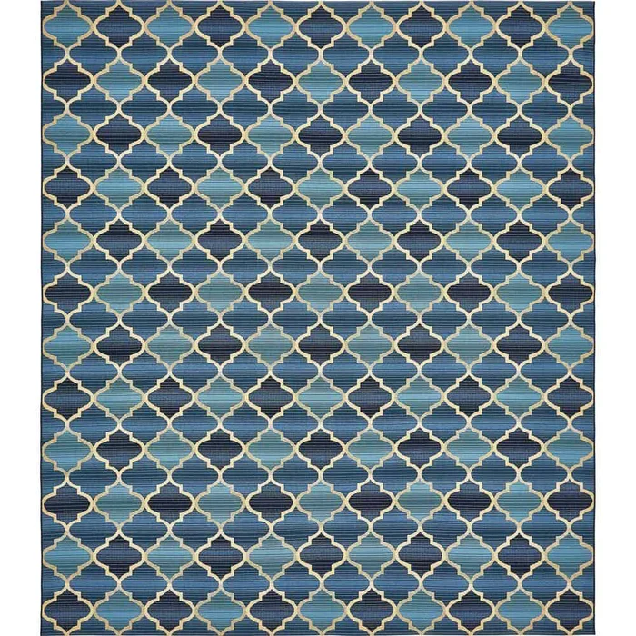 Unique Loom Outdoor Eden Trellis Blue 10′ 0 x 12′ 0 Area Rug