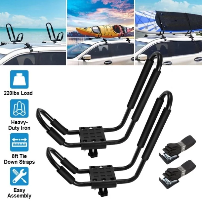 Universal Kayak Roof Rack, 1 Pairs-Bar Rack HD Kayak Carrier Canoe Boat Surf Ski Roof Top Mount Car 90900483