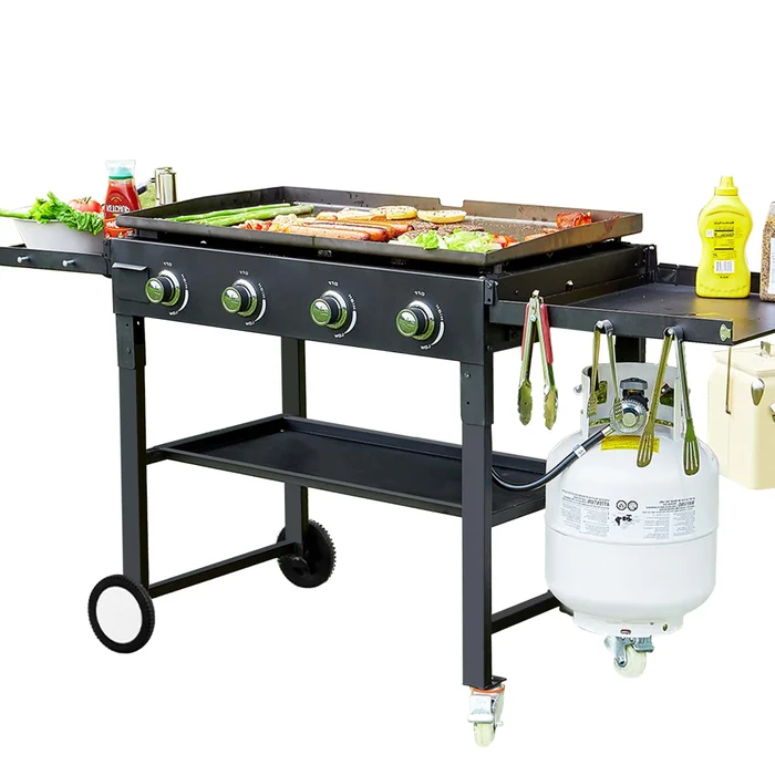 Vebreda 60000BTU 4 Burner Foldable Outdoor Propane Gas Grill , Black