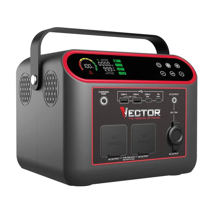 VECTOR VECLIPS6 500-Watt Portable Power Station With 666 WH Li-On Battery, Pure Sine Wave Technology and Wireless Charging