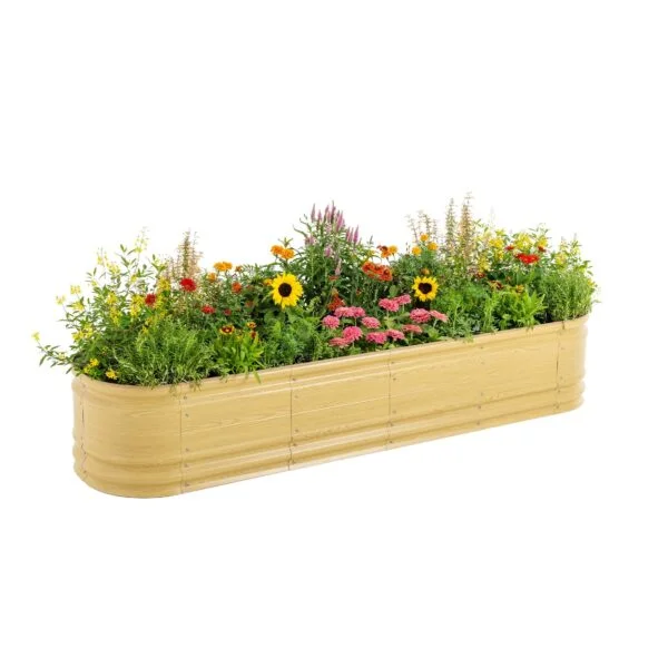 Vego Garden 42-Inches W x 78-Inches L x 17-Inches H Sunlit Oak Galvanized Metal Raised Garden Bed
