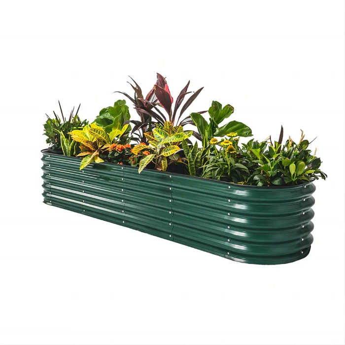 Vego Garden 48-Inches W x 96-Inches L x 17-Inches H British Green Metal Raised Garden Bed