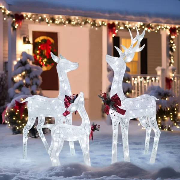 VEIKOUS 53.3-in Deer Free Standing Decoration with Clear LED Lights