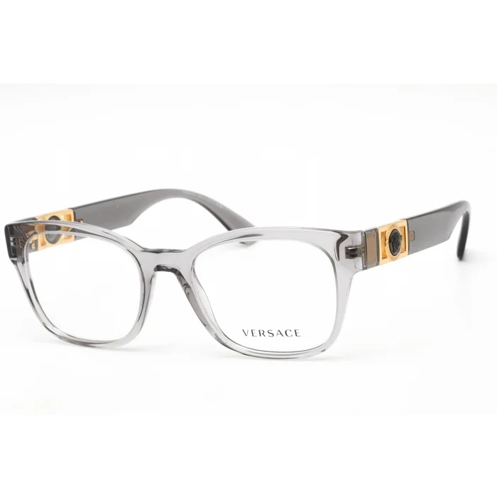 Versace Men’s Eyeglasses – Transparent Grey Rectangular Plastic Frame | 0VE3314 593