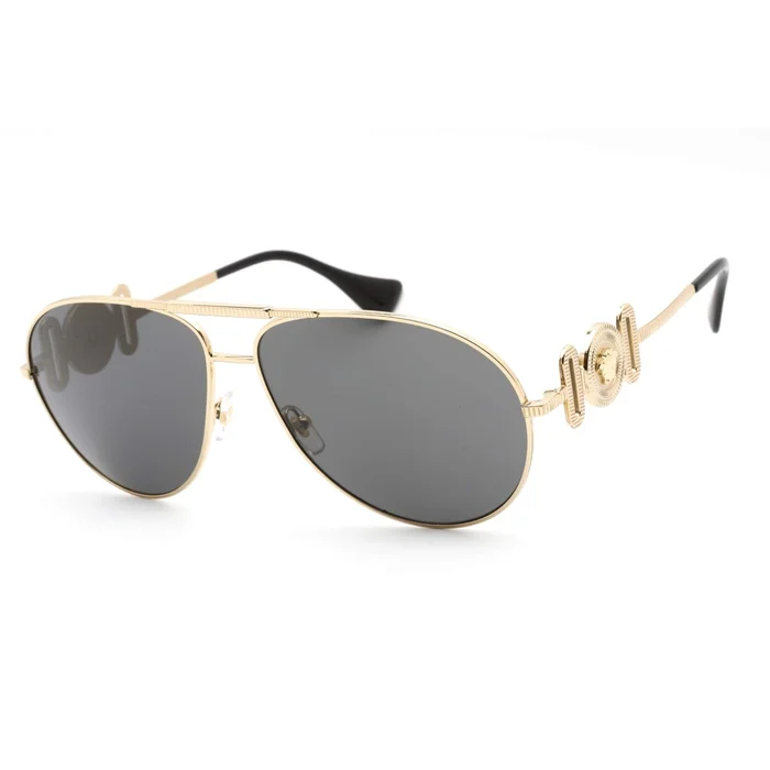 Versace Unisex Sunglasses – Gold Full Rim Aviator Frame Grey Lens | VE2249 100287