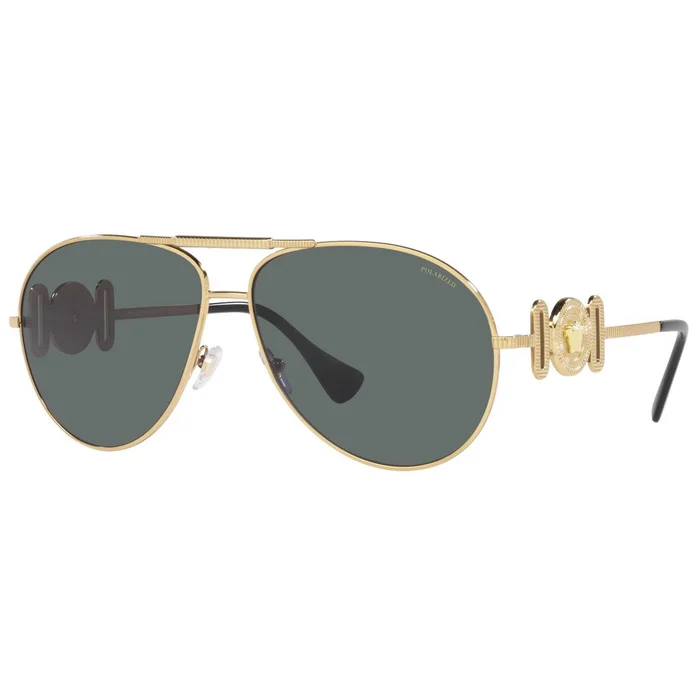 Versace Unisex Sunglasses – Gold Metal Frame Polarized Grey Lens | VE2249 100281