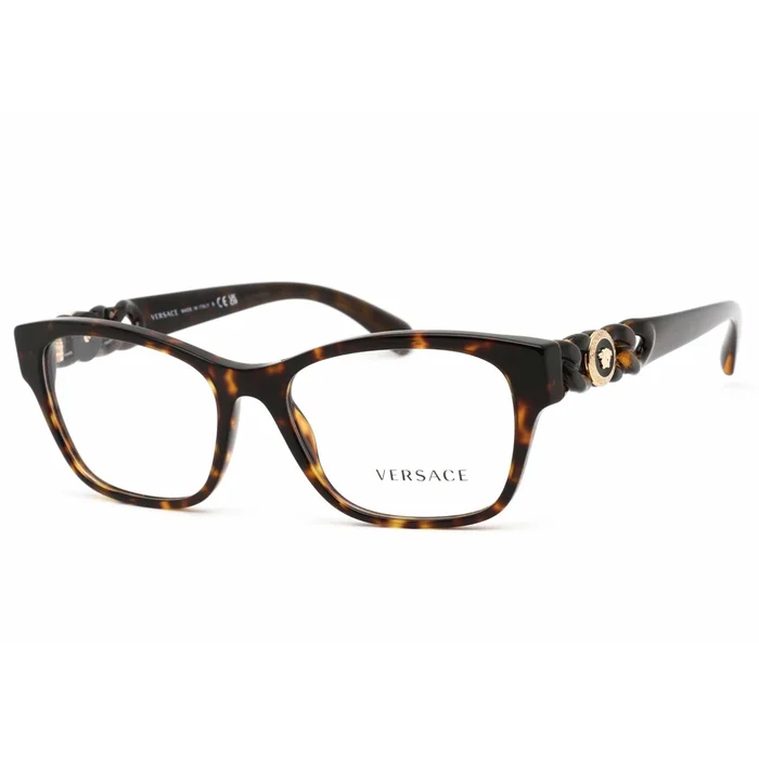Versace Women’s Eyeglasses – Havana Rectangular Plastic Full Rim Frame | 0VE3306 108