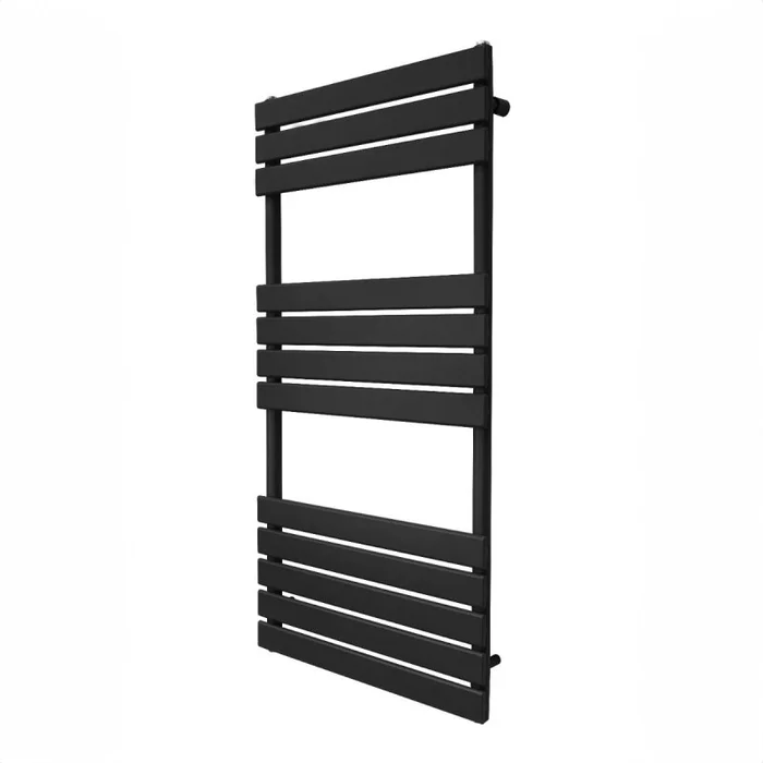 Vertical Towel Radiator Designer Flat Panel 1200mm x 600mm Bathroom Heated Rail Matt Black Central Heating Ladder Heater Wall Mounted Carbon Steel FREE Cleaning Brush Fixing Kit & Brackets