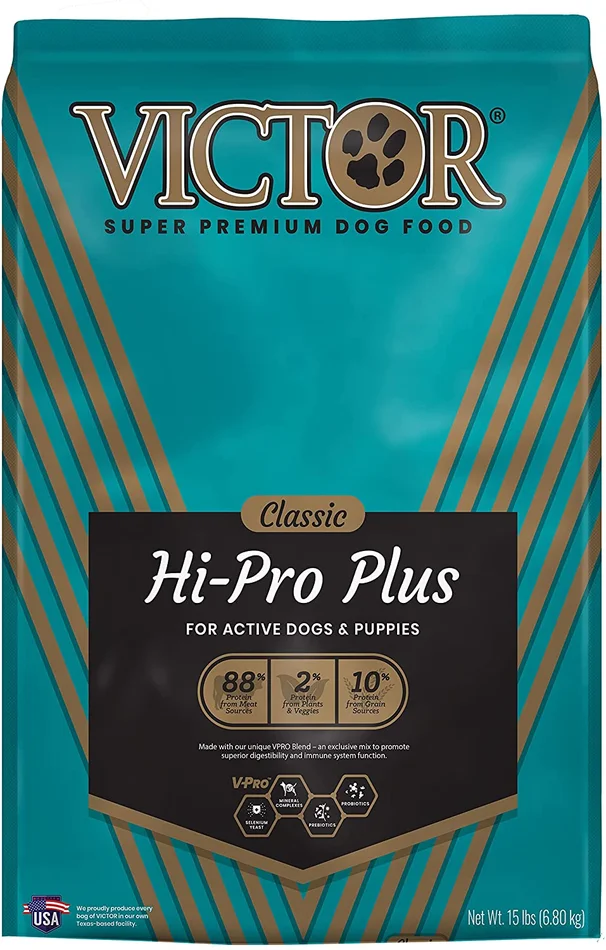 VICTOR Super Premium Dog Food Hi-Pro Plus Dry Dog Food 15 lb, 30% Protein, Gluten Free for High Energy and Active Dogs & Puppies