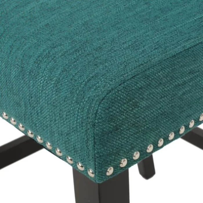 Vienna Contemporary Fabric Tufted Wingback 27 Inch Counter Stools, Set of 2, Teal and Dark Brown GL-64855.00T