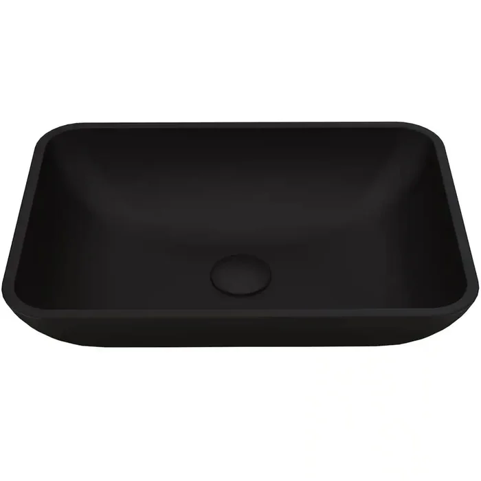 VIGO VG07110 Matte Shell Sottile Black Glass 18 in. L x 13 in. W x 4 in. H Rectangular Vessel Bathroom Sink