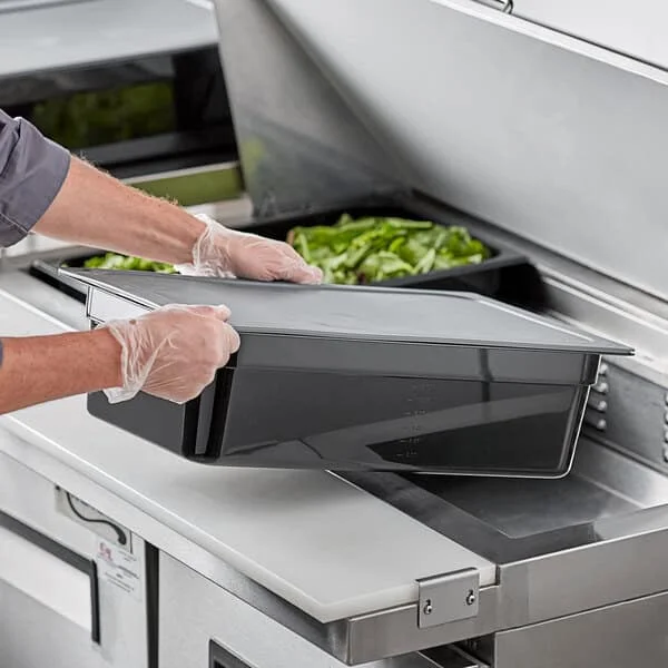 Vigor Full Size 6″ Deep Black Food Pan with Secure Sealing Cover – 3/Pack