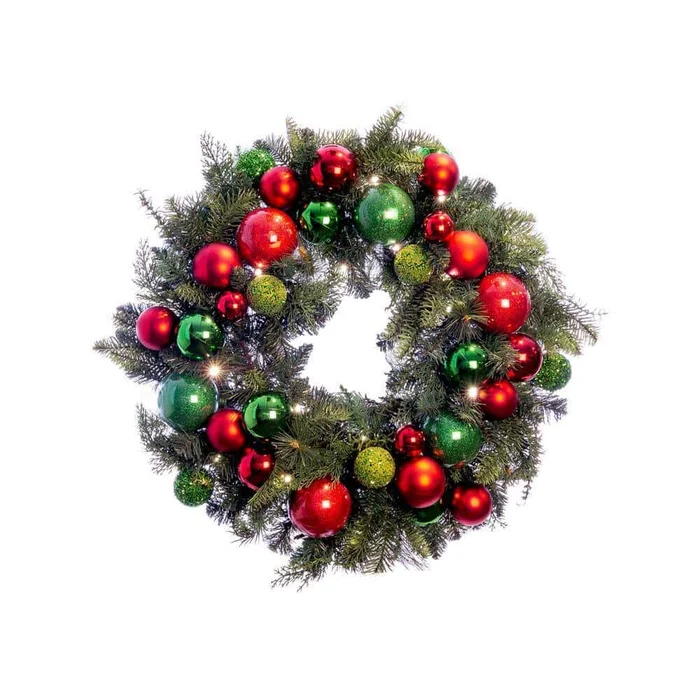Village Lighting Company V-20706 30 in. Artificial Pre-Lit LED Christmas Cheer Wreath