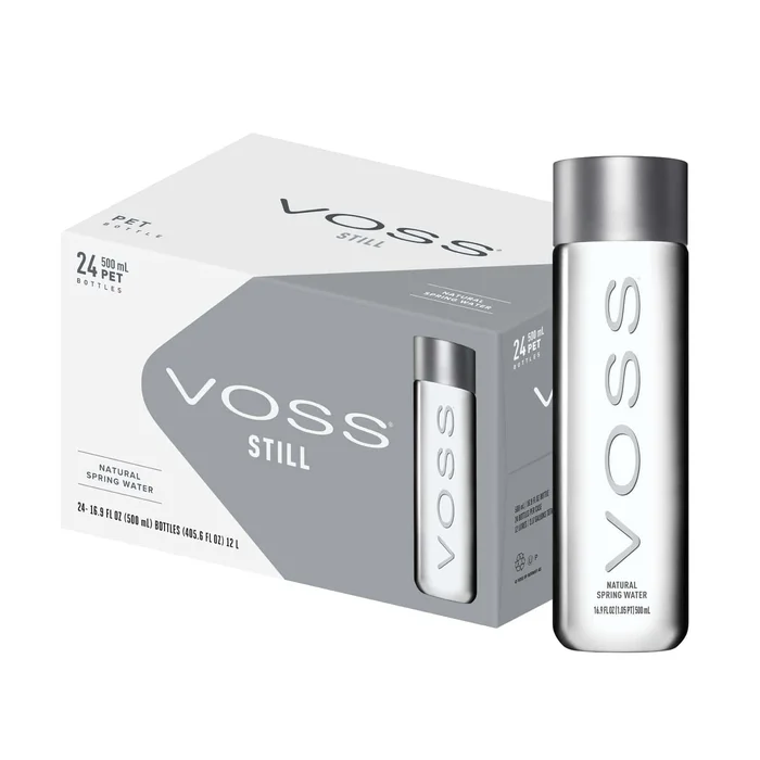 VOSS Premium Still Bottled Natural Water – Pure Drinking Water with Unique & Iconic Bottle Design – 24 Pack