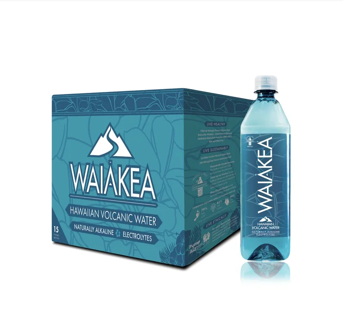 Waiakea Hawaiian Volcanic Water – Naturally Alkaline Water – pH Range 7.6 to 8.2 – All Natural Minerals & Electrolytes – 23.7 Fl Oz, 700 mL