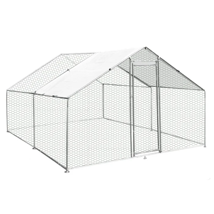 Walk In Chicken Run Cage Coop 3m x 4m x 2m Dog Pen House Kennel Large Metal Enclosure Rabbits Ducks Poultry Roof Cover Shelter Sunshade Pets Outdoor Backyard Farm Animal