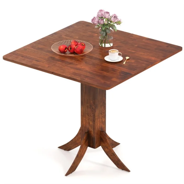 Walnut Square Dining Table with Pedestal Base and Rubber Wood Frame 43547531