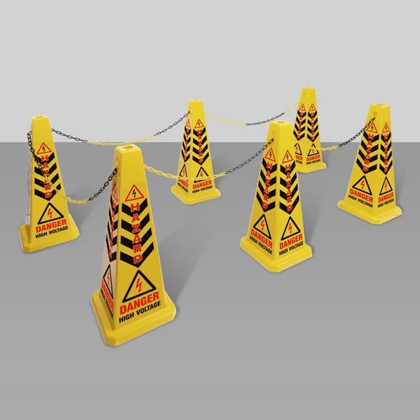 Warning Bollard 6 Cone Kit and Barrier Chain