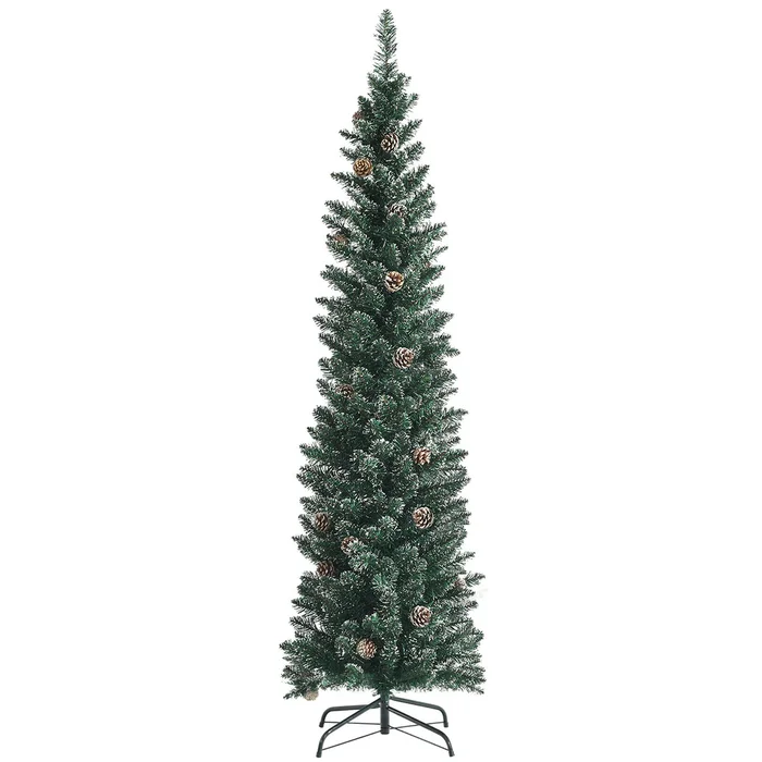 WELLFOR 6-ft Pencil Flocked Artificial Christmas Tree