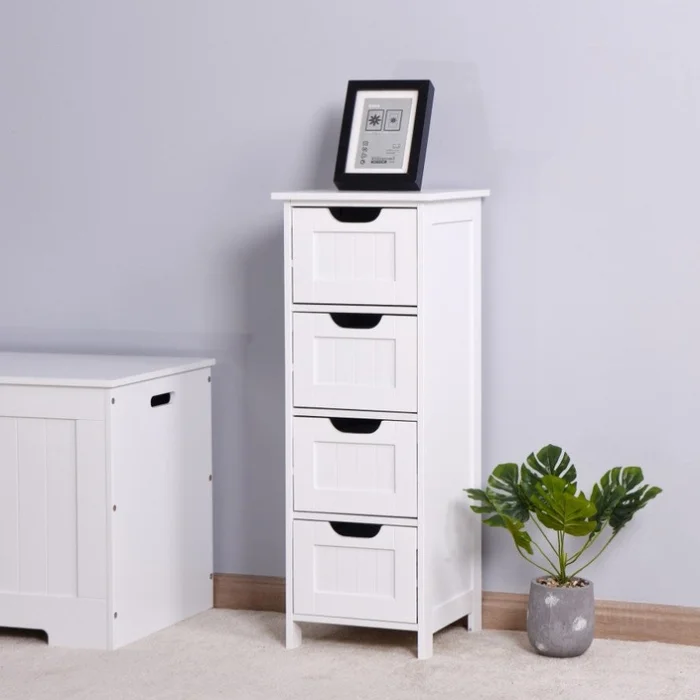 White Bathroom Storage Cabinet, Freestanding Cabinet with Drawers GL-W40914884