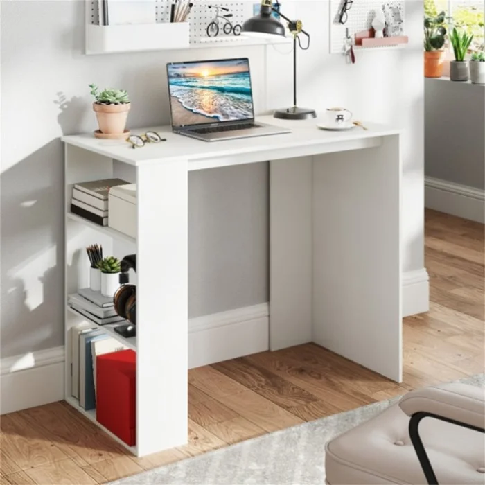 White Computer Desk with Bookshelf 02690440