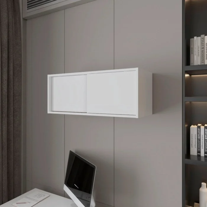 White Floating Cabinet with Sliding Door GL-B062P252214