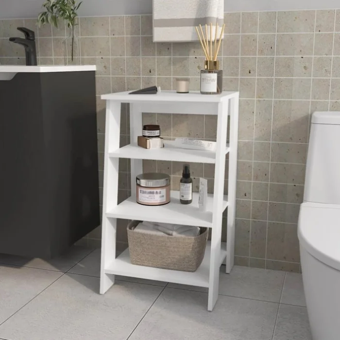 White Freestanding Bathroom Shelf with Open Storage GL-B062P252188