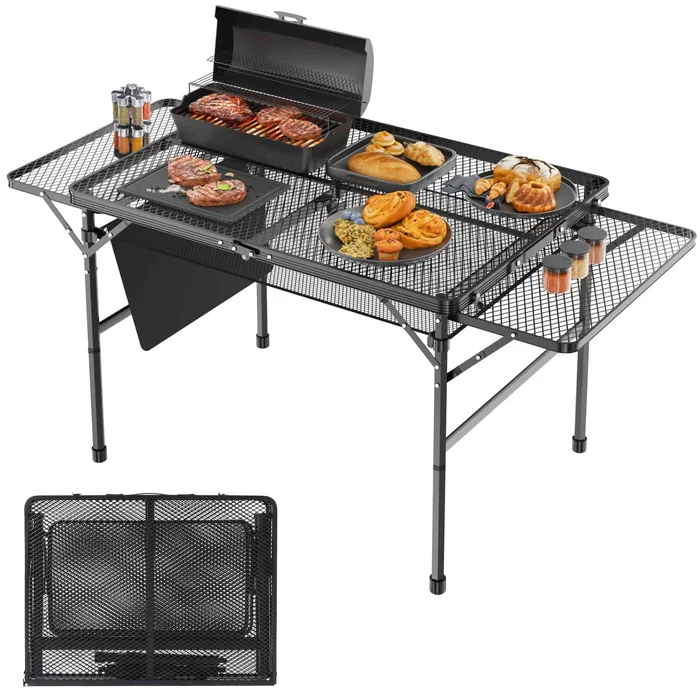 WildFinder Folding Table with 2 Wing Panels, Black