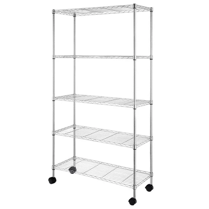 Winado Silver 5-Tier Heavy Duty Metal Freestanding Garage Storage Shelving Unit (13.78 in. W x 65 in. H x 35.43 in. D)