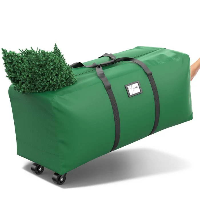 Winpull Rolling Christmas Tree Storage Bag, Fits Up to 9Ft Artificial Disassembled Christmas Tree (Green)