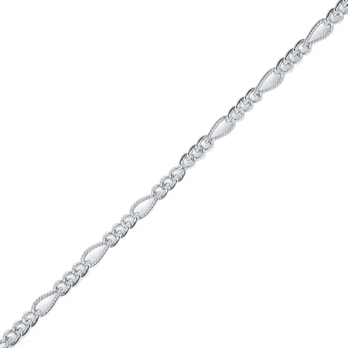 Women’s Bracelet – Sterling Silver Figaro Linked Design | Q-5353-7.5