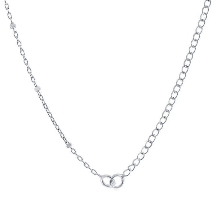 Women’s Chain – Silver Half Curb and Square Beads, 18 Inch | Q-5750-18