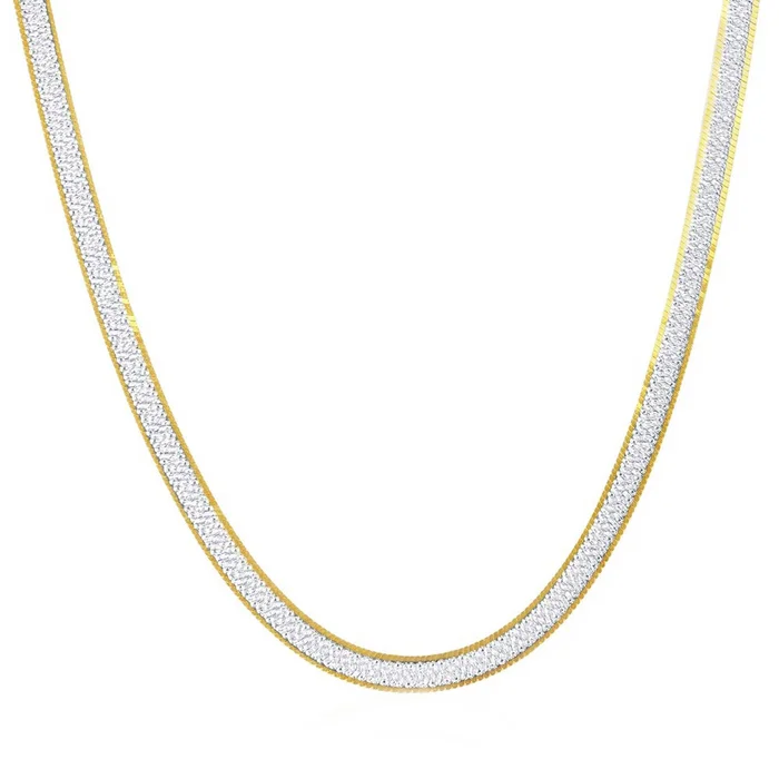 Women’s Chain – Two Tone Silver 4mm Reversible Herringbone | Q-5741-16