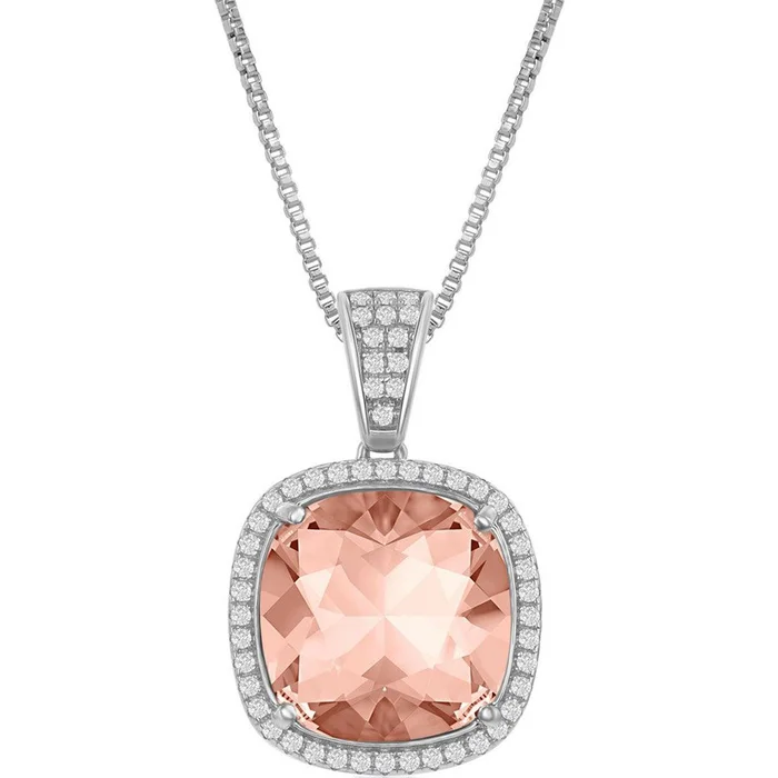 Women’s Necklace – White CZ and Vintage Rose Swarovski Element | BLK-8384
