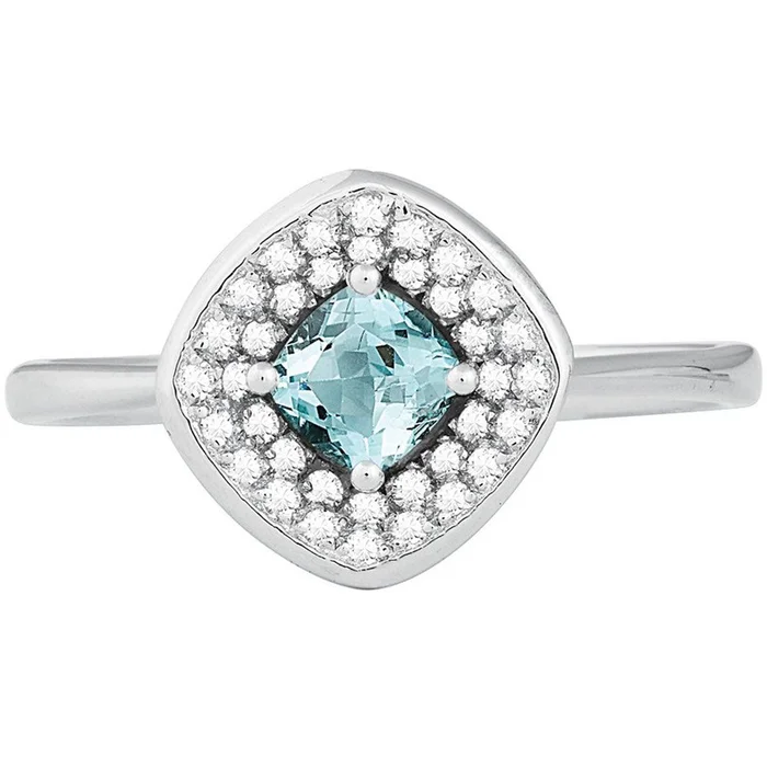 Women’s Ring – Cushion Shaped Blue with White Topaz, Size 7 | BLW-1266-7