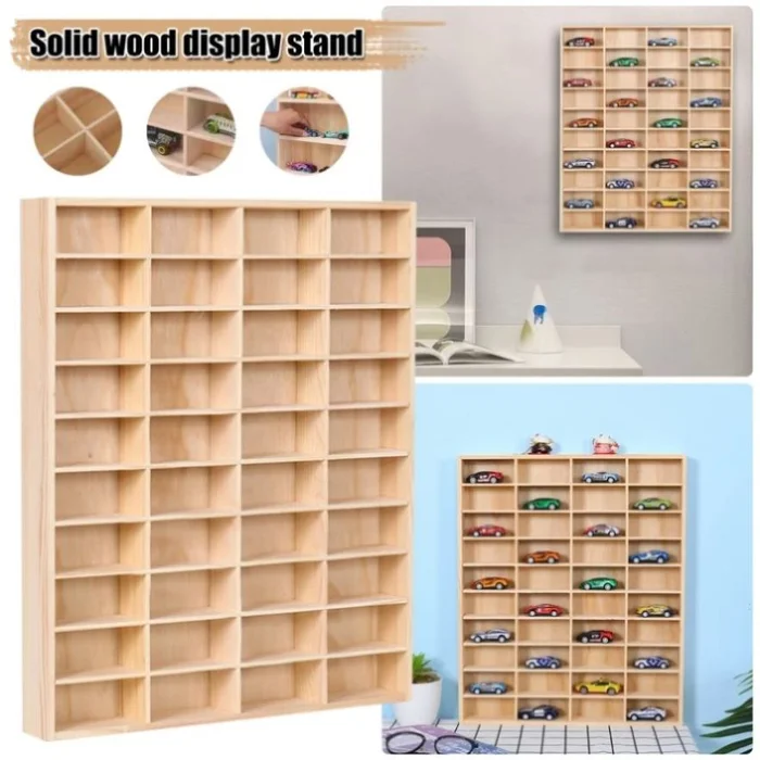 Wooden 1/64 Scale Toy Car Hot Diecast Wheels Matchbox Display Case Storage Gift 72294333