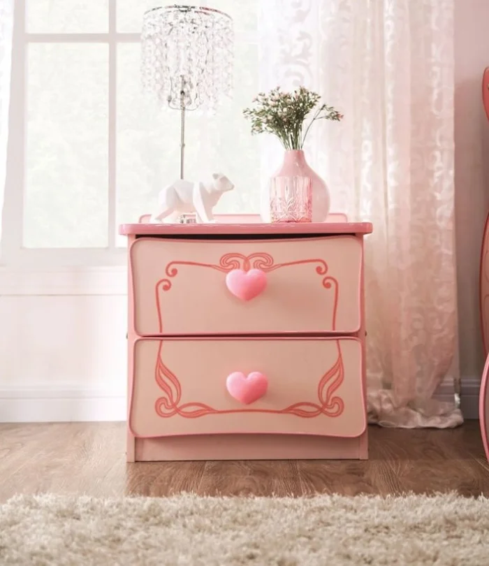 Wooden 2 Drawers Nightstand in Pink Finish GL-B016P252817
