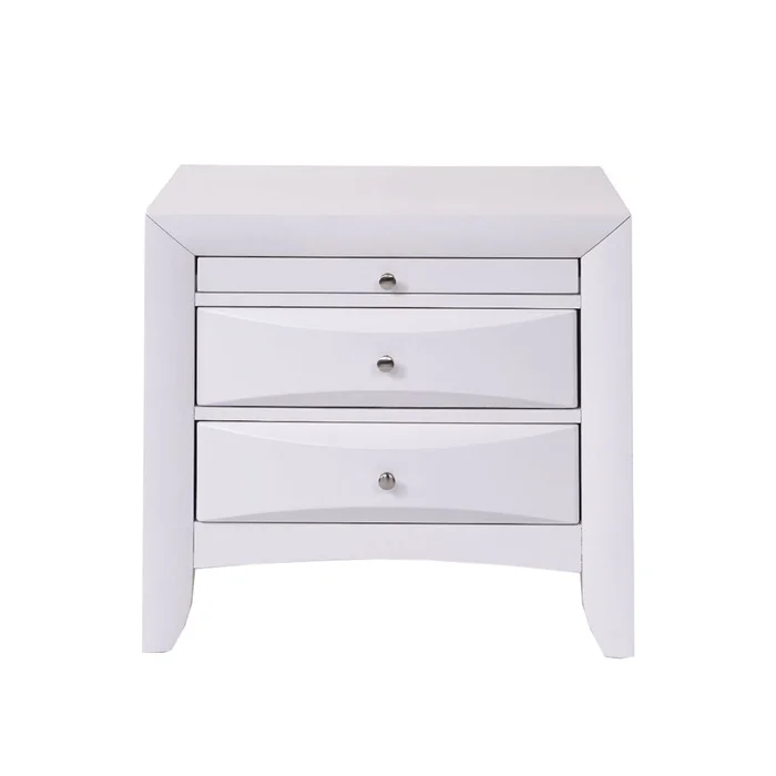 Wooden Nightstand with 2 Drawers and 1 Tray, White GL-B016P252983